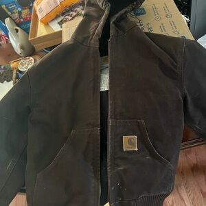 Carhartt Dark Brown Active Hooded Jacket YYJ130DKB Medium (8) Farm Chore Coat